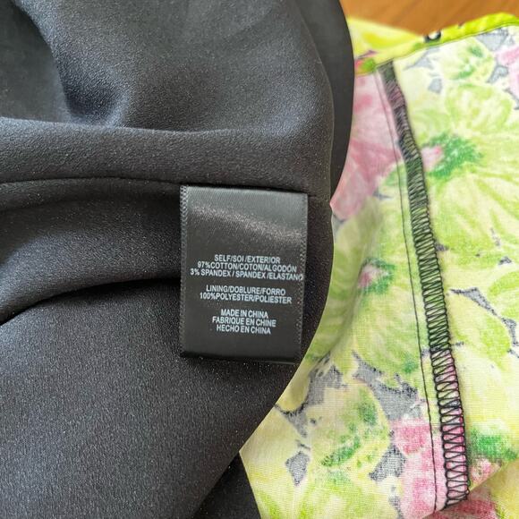 WAYF Dress Size XL Floral Short Sleeve Side Cutout Maxi Lime Fuschia - Picture 12 of 13